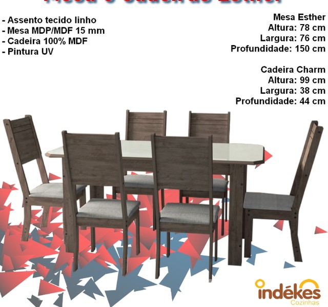 Sala mesa jantar com 6 cadeiras
