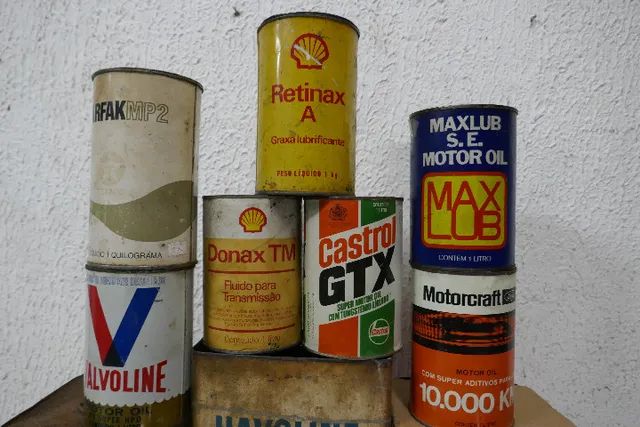 lote latas de oleo antiga.