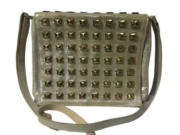 Bolsa De Couro Original Bege Dourado Da Antonella - Foto 5