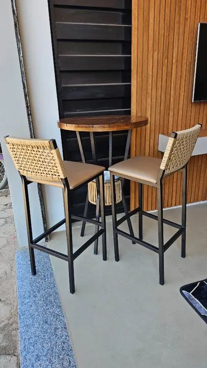 Banqueta Madri Bistrô Gourmet Bar ou Bancada Com Tela Ratan Direto da Fábrica - Foto 4