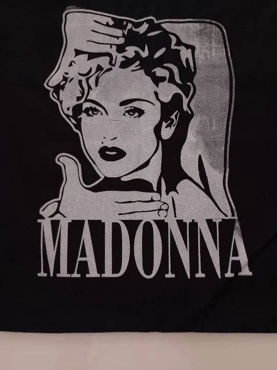 Bolsa Sacola Pano Forrada Preta Madonna - Foto 2