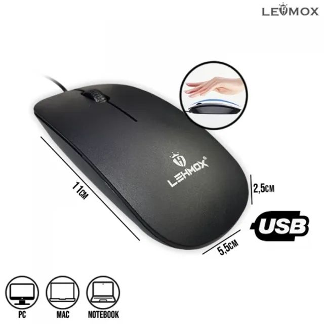 Mouse Óptico Ergonômico Cabo Usb Modelo cores diferenciadas, Com Fio - Foto 2