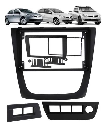 Moldura Dvd 2 Din 9 Polegadas Vw Gol Saveiro Voyage G5 Preto
