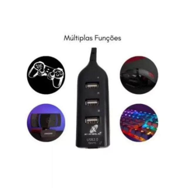 Regua Cabo Hub Usb 2.0 4 Portas Extensão Led Usb Pc - Foto 3