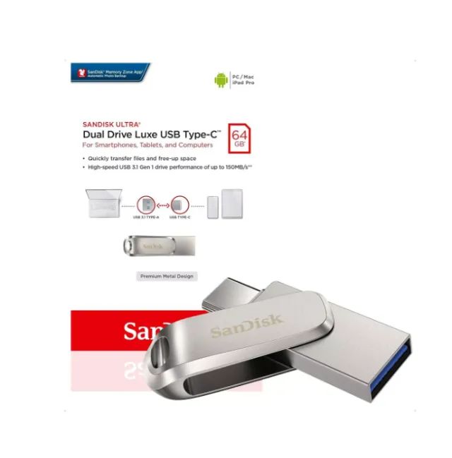 PEN DRIVE 64 GB USB 3.0 / TIPO C SANDISK OTG PARA ANDROID