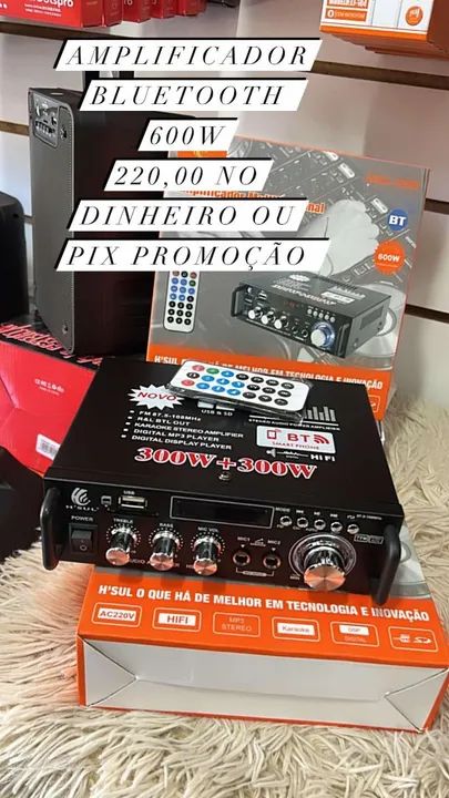 Amplificador Multifuncional H'SUL MÓDULO  Bluetooth e Karaokê - Foto 3