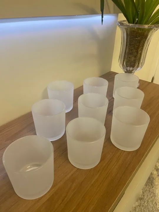 9 Copos de Vidro Fosco