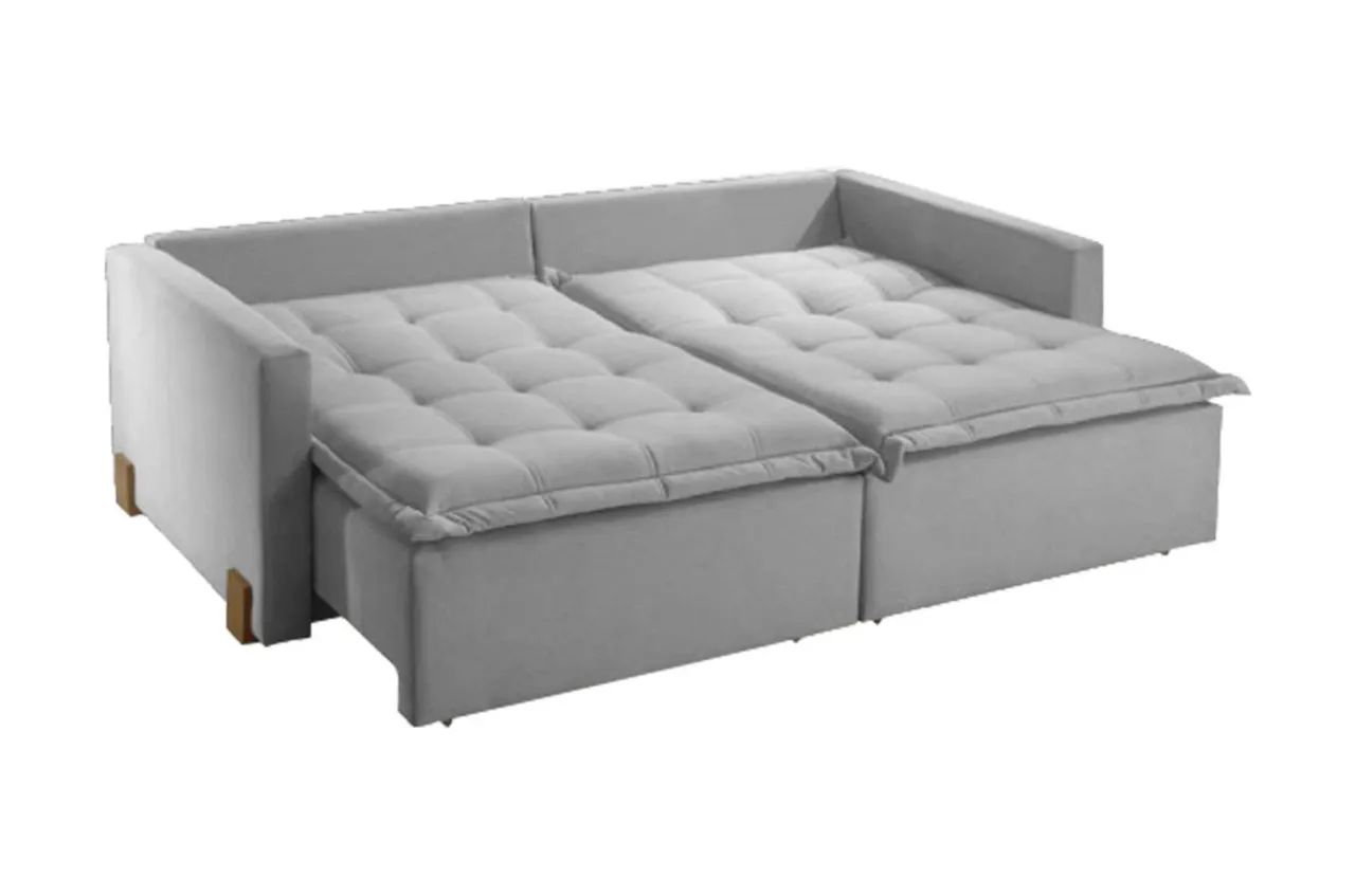 Sofá Cama Cinza 3 Lugares Molas Bonnel r54 - Foto 2