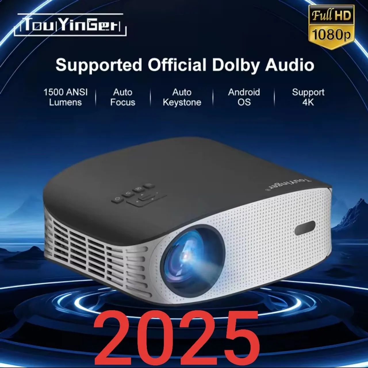 Projetor portatil Touyinger ET32 Full HD 1080p com 1500 ANSI Lumens - 2025 