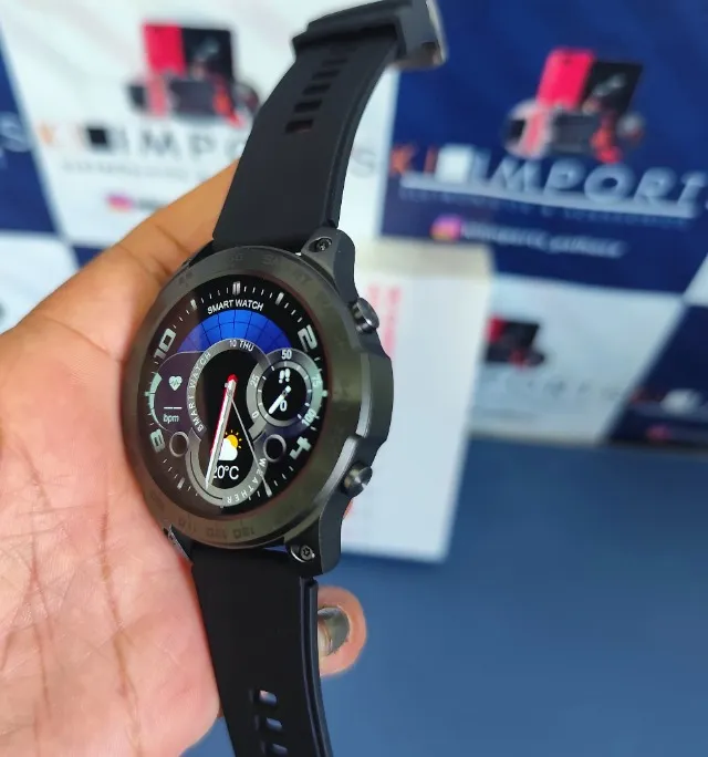 Smartwatch DM50 Black Tela Amoled Corpo Aço IP68 a Prova Dágua