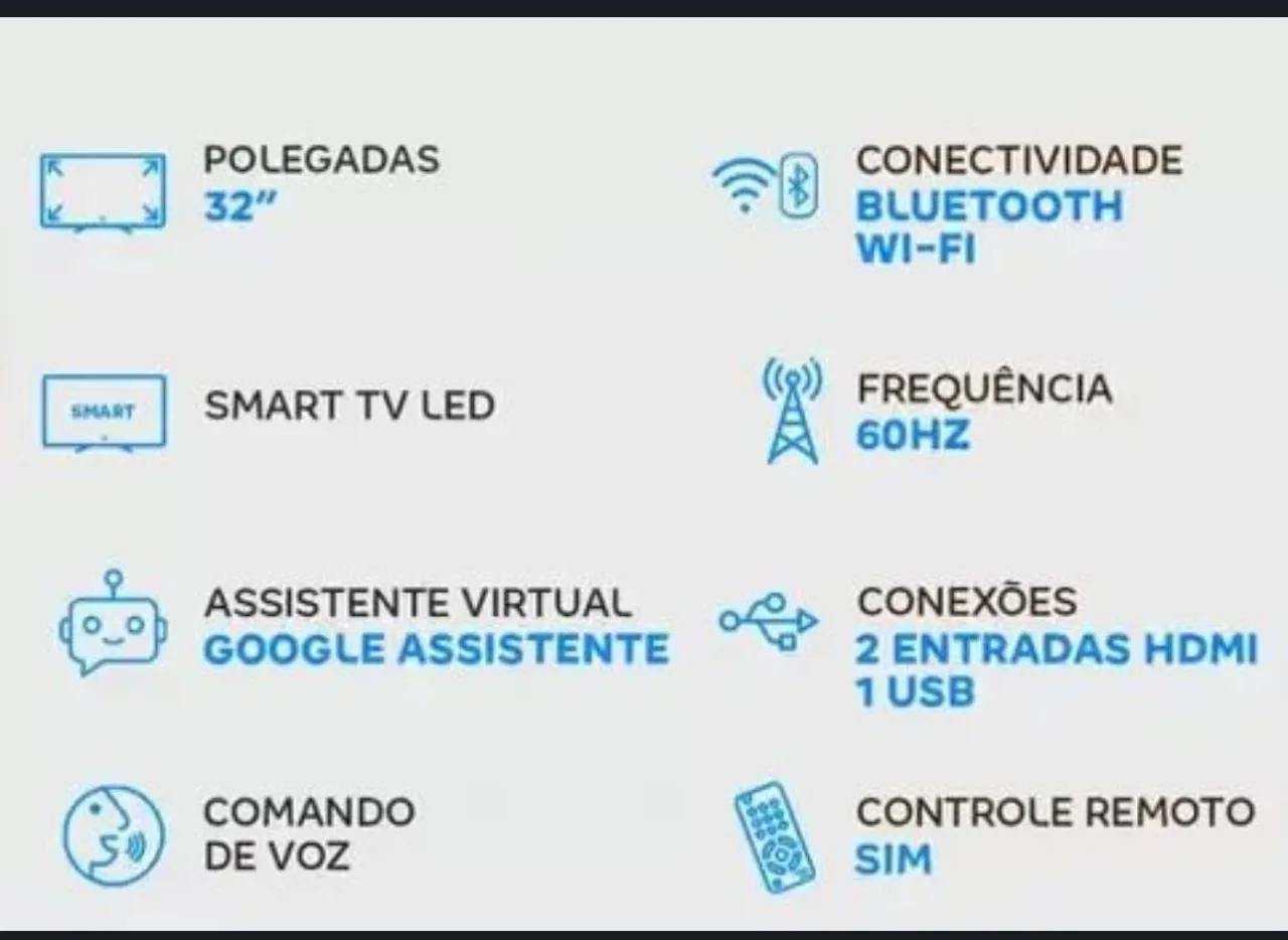 Smart TV LED 32 Polegadas, Bluetooth e Wi-Fi