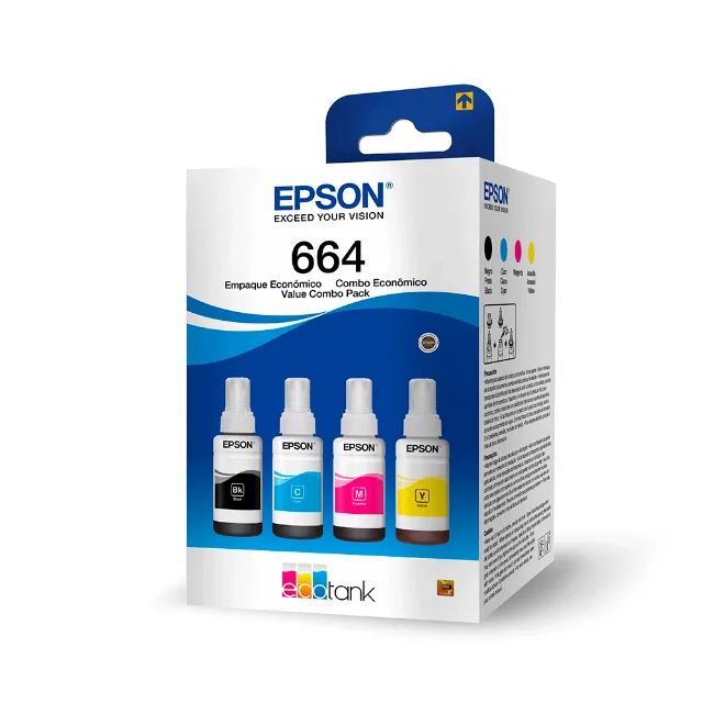Kit Refil Tinta Epson T664 4 Cores ORIGINAL