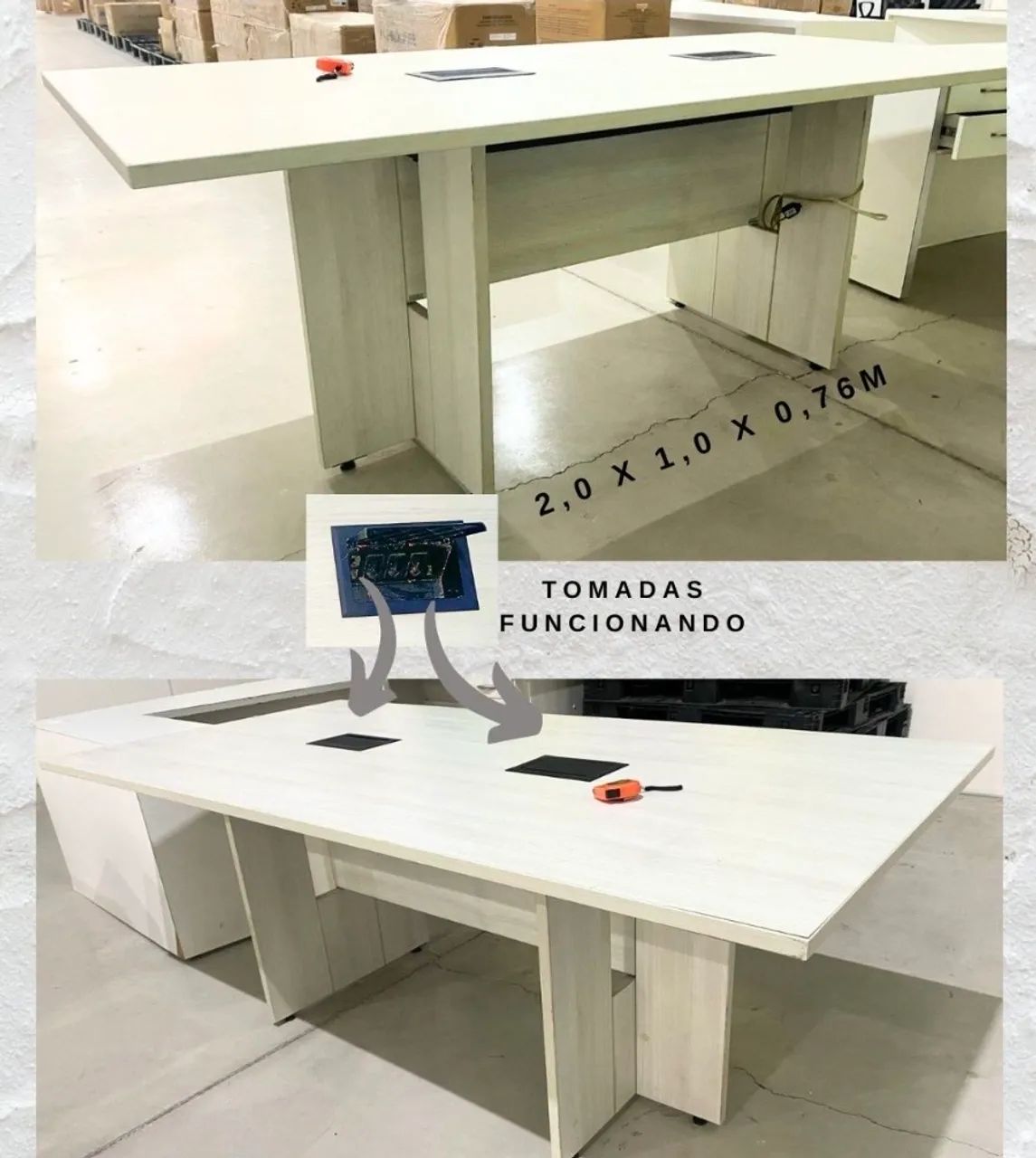 Mesa de Reunião 2,0m ? Com Tomadas Funcionando