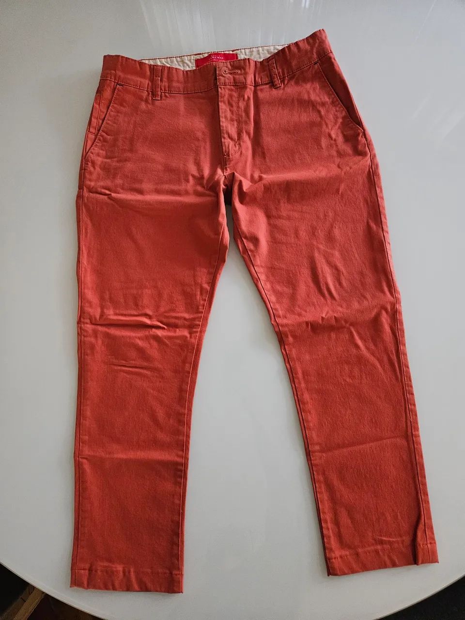 Calça Sarja Laranja Masculina