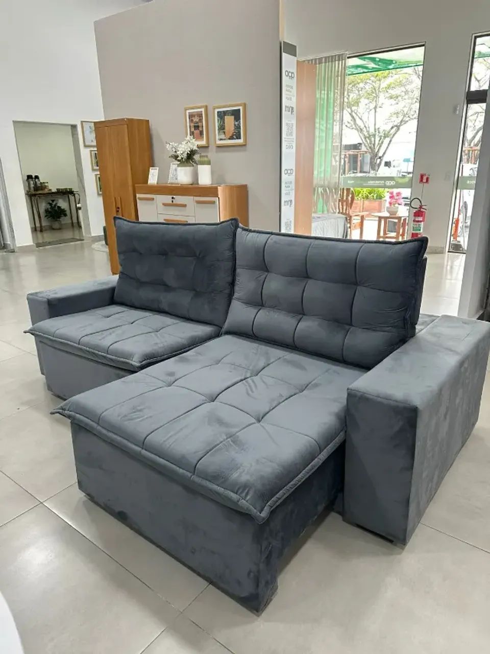 Sofá Retrátil e Reclinável Londres Cinza (PRODUTO EM OFERTA)