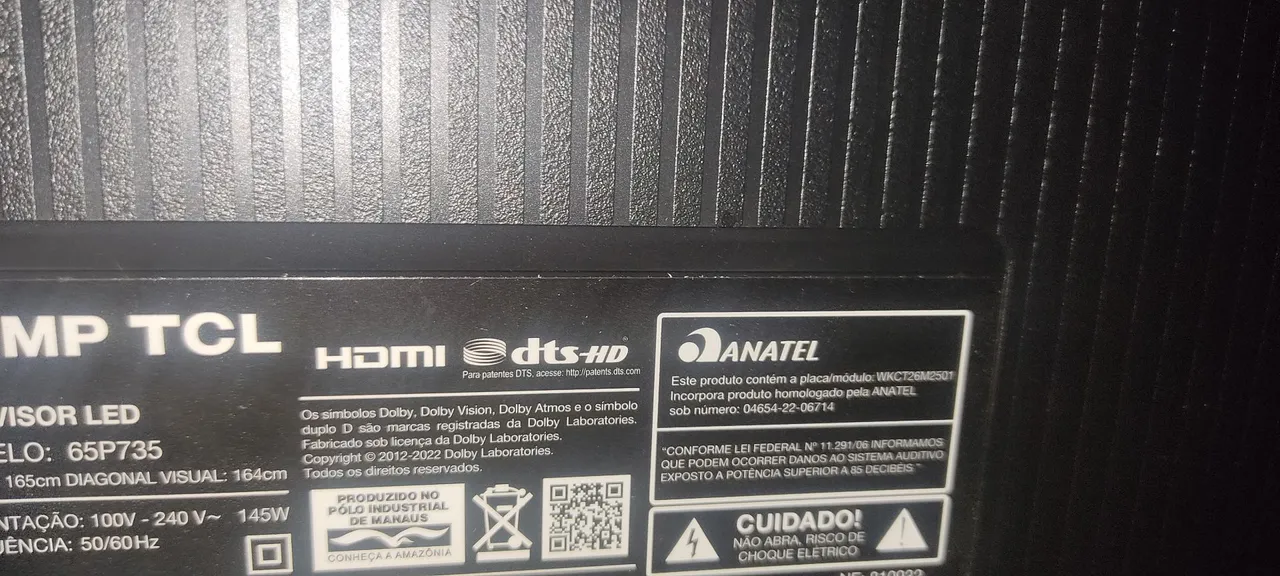TV TCL 65 p trincada