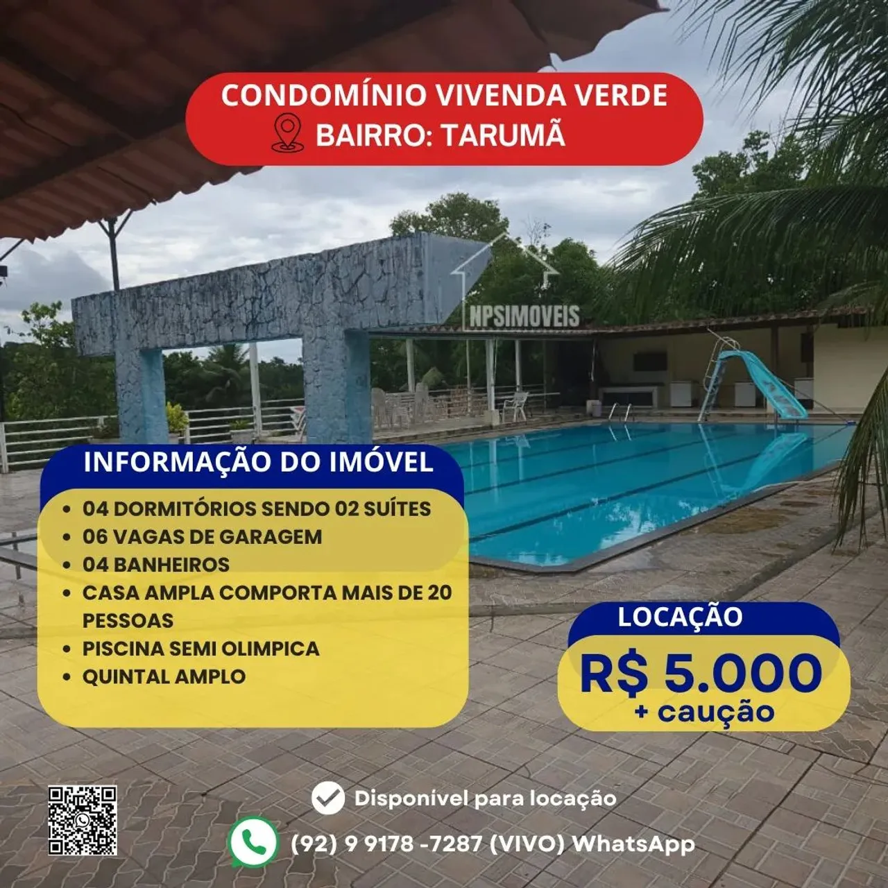 Casa com 04 quartos, suítes e banheiros Bairro: Tarumã Açu