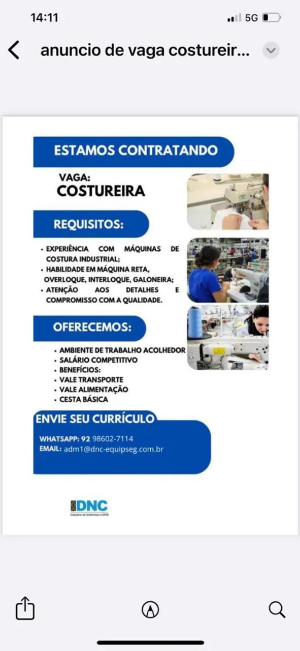 PRECISA-SE DE COSTUREIRAS PROFISSIONAIS