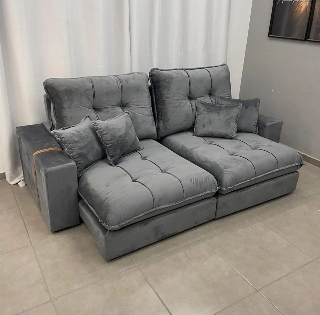 SOFÁ RETRATIL RECLINAVEL 2,30 CM MOLAS ENSACADA