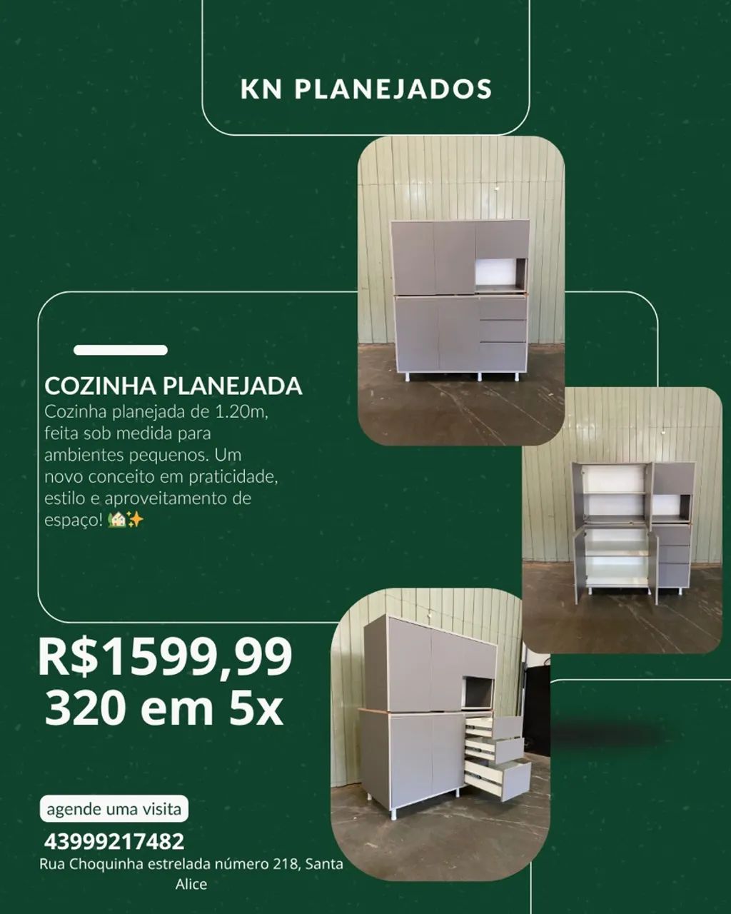 Cozinha Planejada Sob Medida - 1.20m - Armários e Guarda-Roupas ...