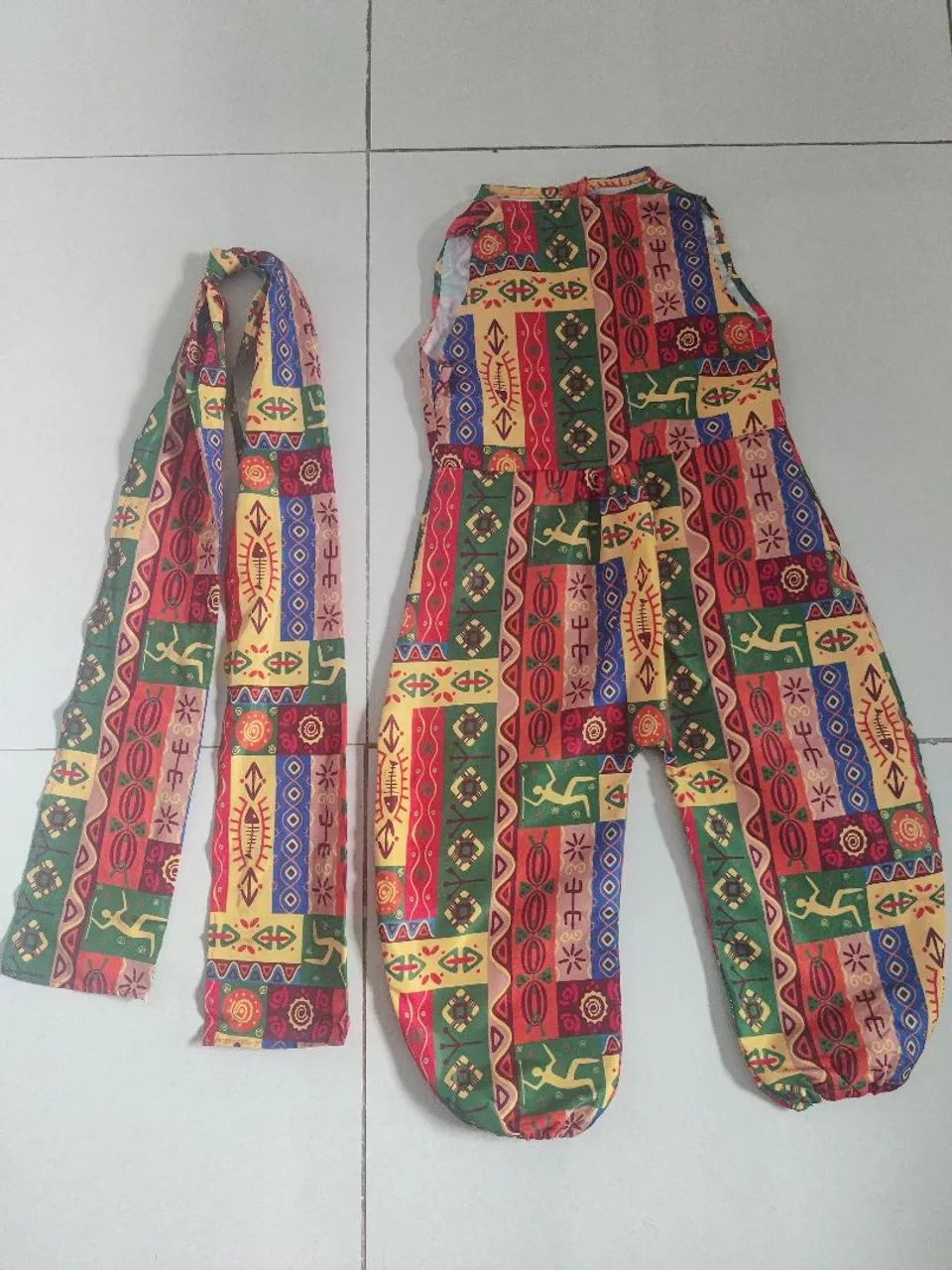 Macacão e Lenço Estampado Étnico Afro, Africano 