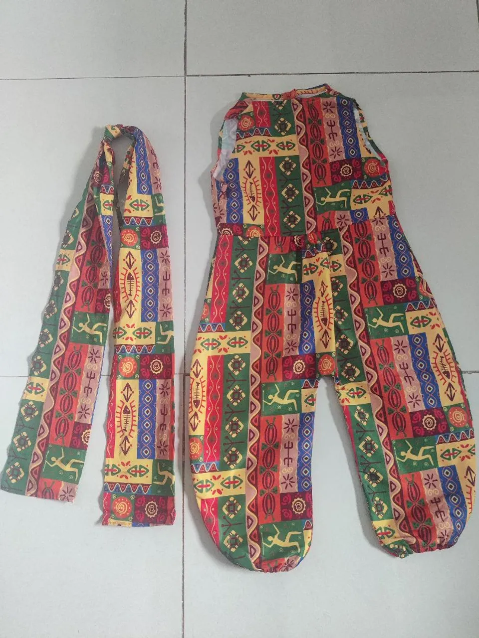 Macacão e Lenço Estampado Étnico Afro, Africano