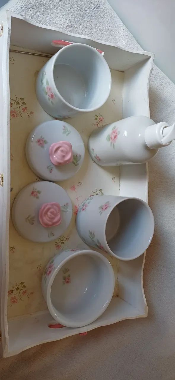 Kit Higiene Bebê Porcelana Flor - Foto 4