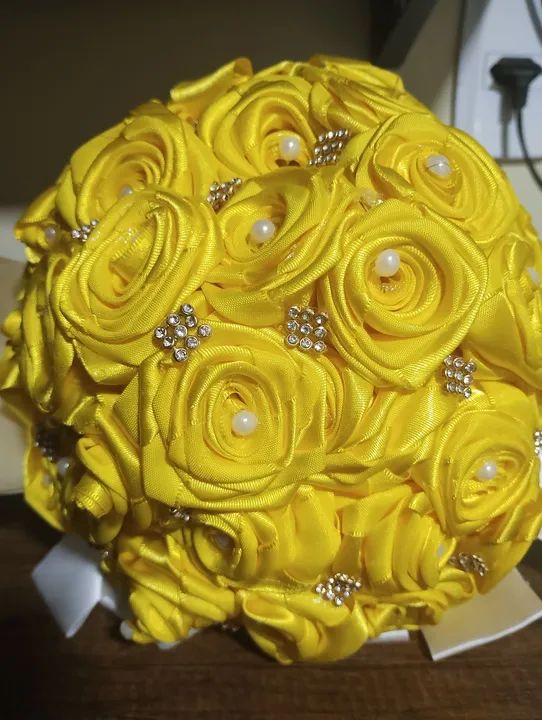 Buquê de noiva artificial amarelo - Foto 4