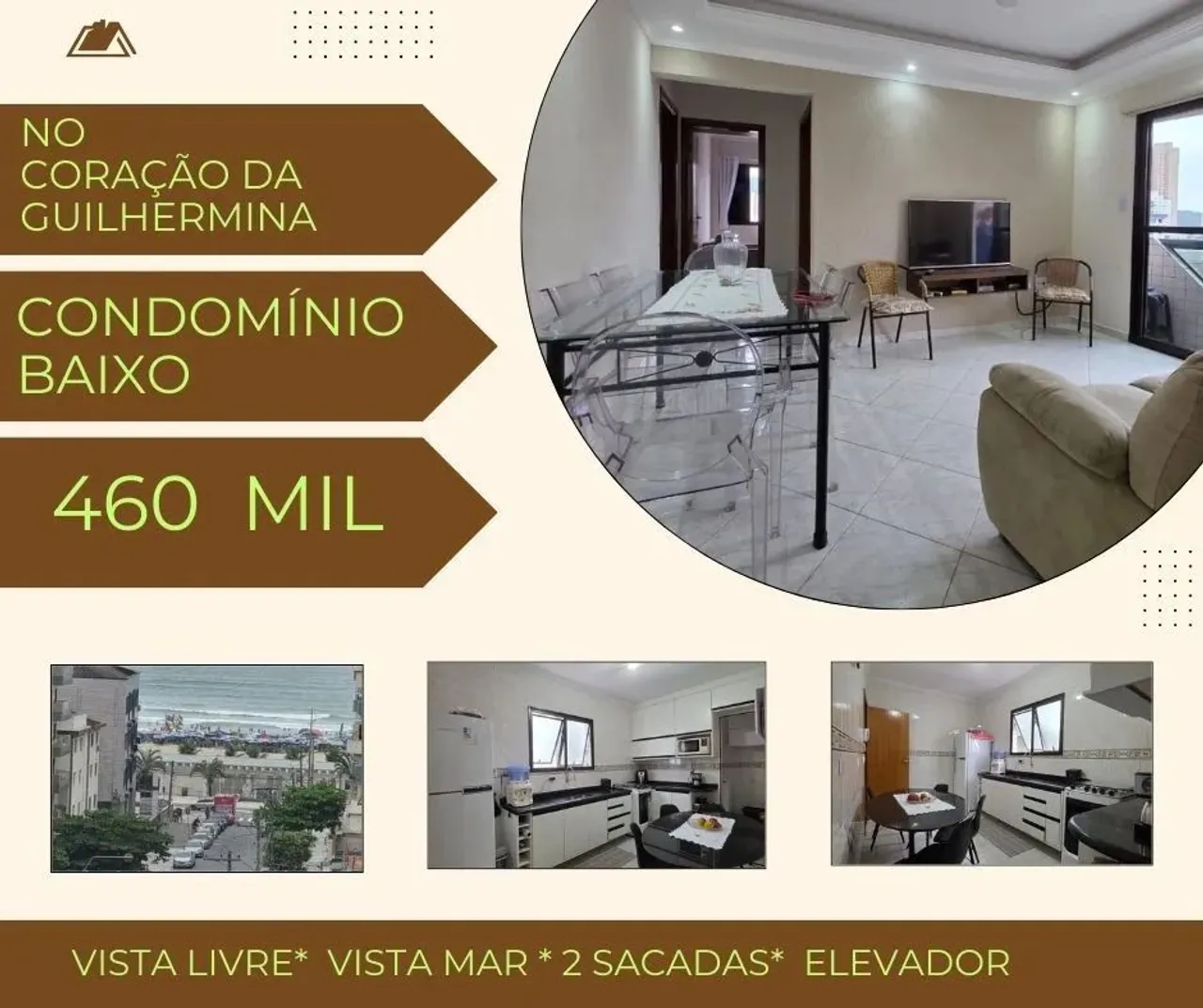 Apartamento para Venda em Praia Grande, Guilhermina, 2 dormitórios, 1 suíte, 1 banheiro, 1