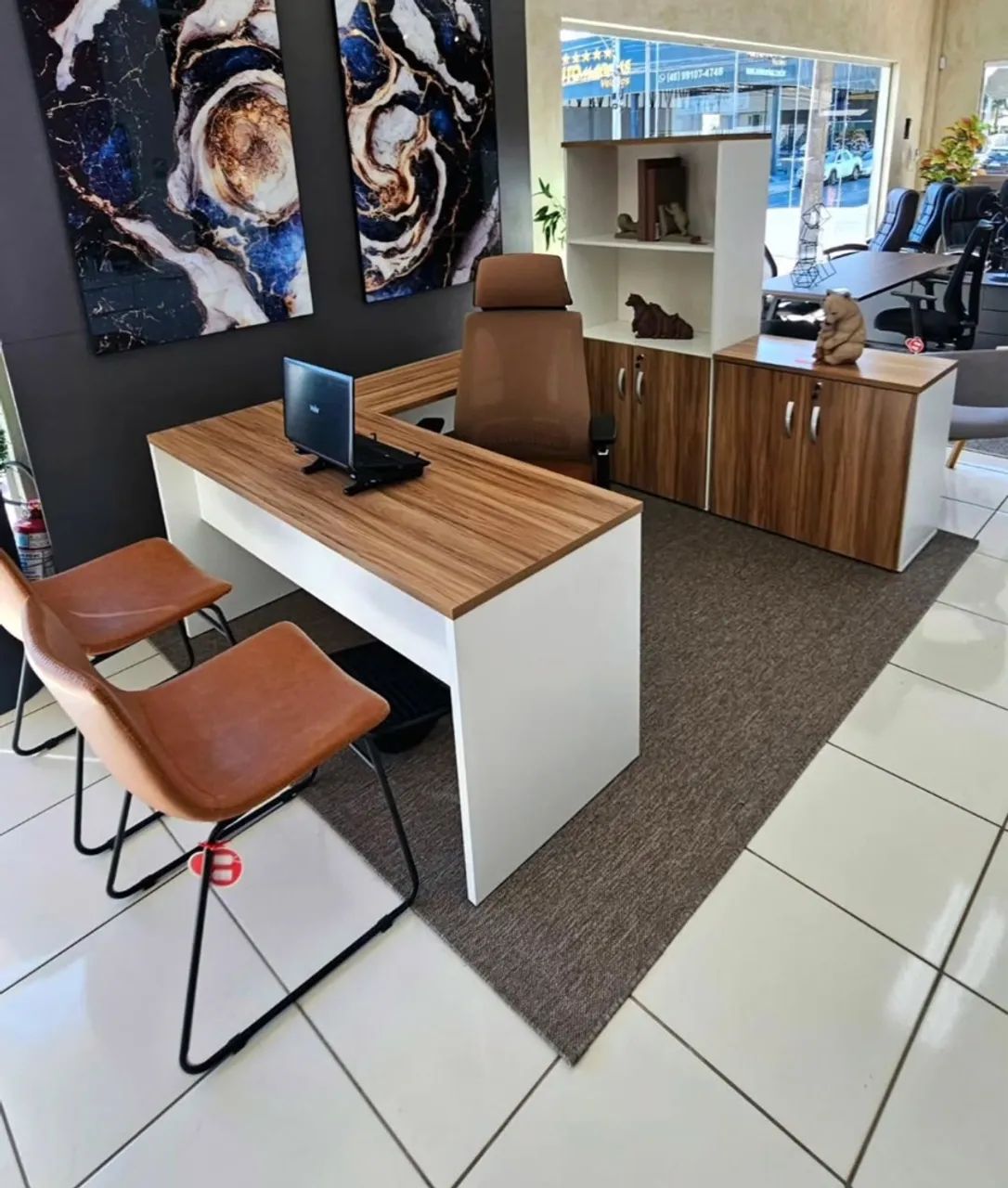 Mesa de escritório em L SEVILHA E BRANCO - LOJA IKONMIXOFFICE  - Foto 4