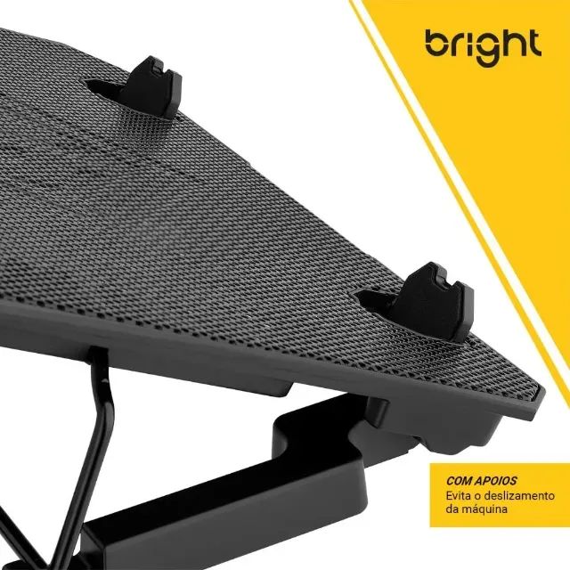 Cooler Para Notebook 2 Fans (ventoinhas) Led E Hub Preto Bright Bc001 - Foto 3