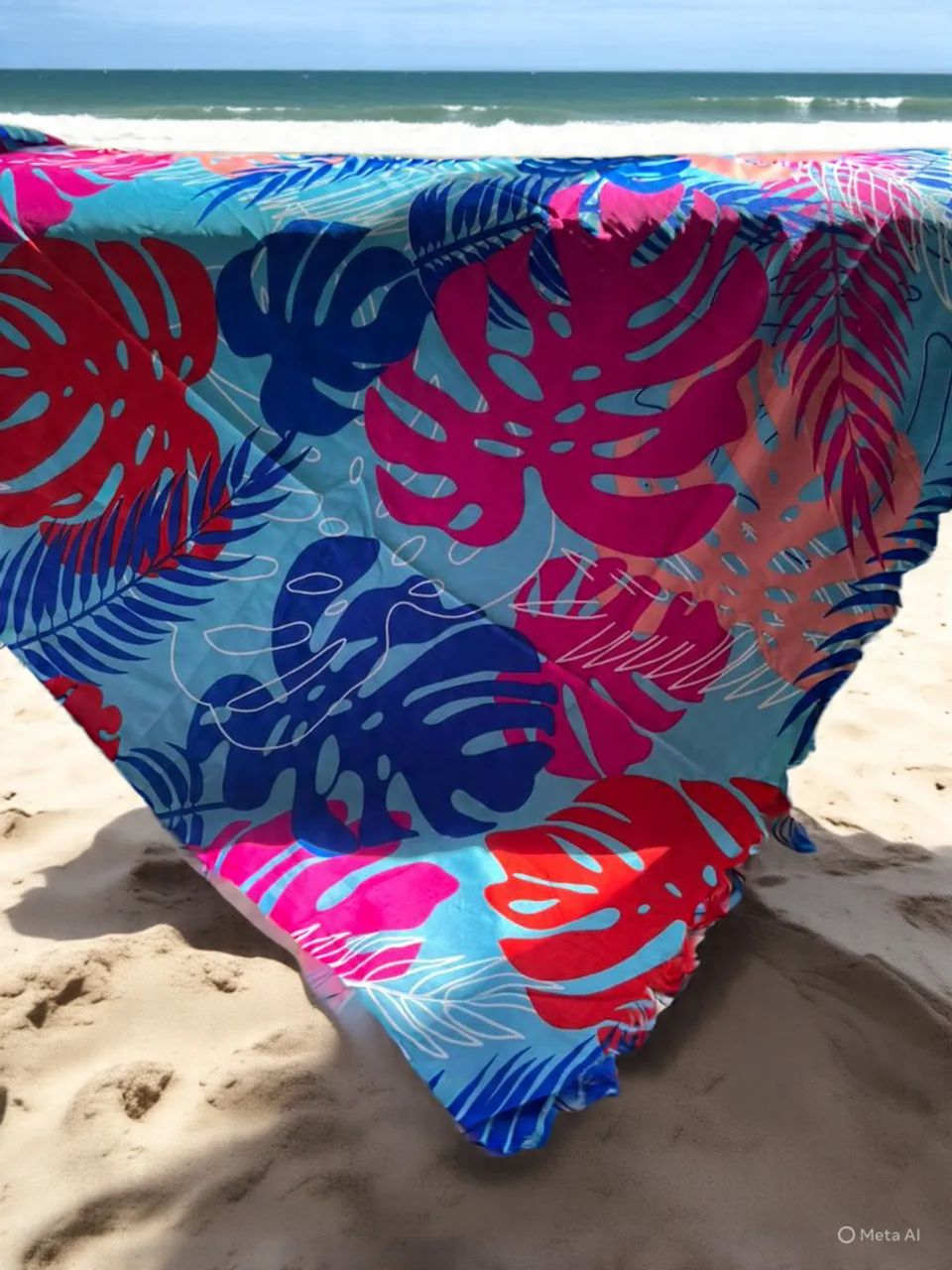 Canga de Praia estampada com franjas - Foto 3