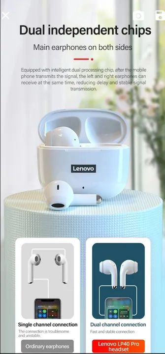 Baixou! Fone Bluetooth Lenovo LivePods LP40 Pro Branco