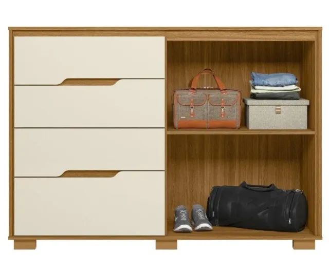 Cômoda 4 Gavetas 2 Portas Ripadas Texas - 1,47 cm na Pronta Entrega  - Foto 3