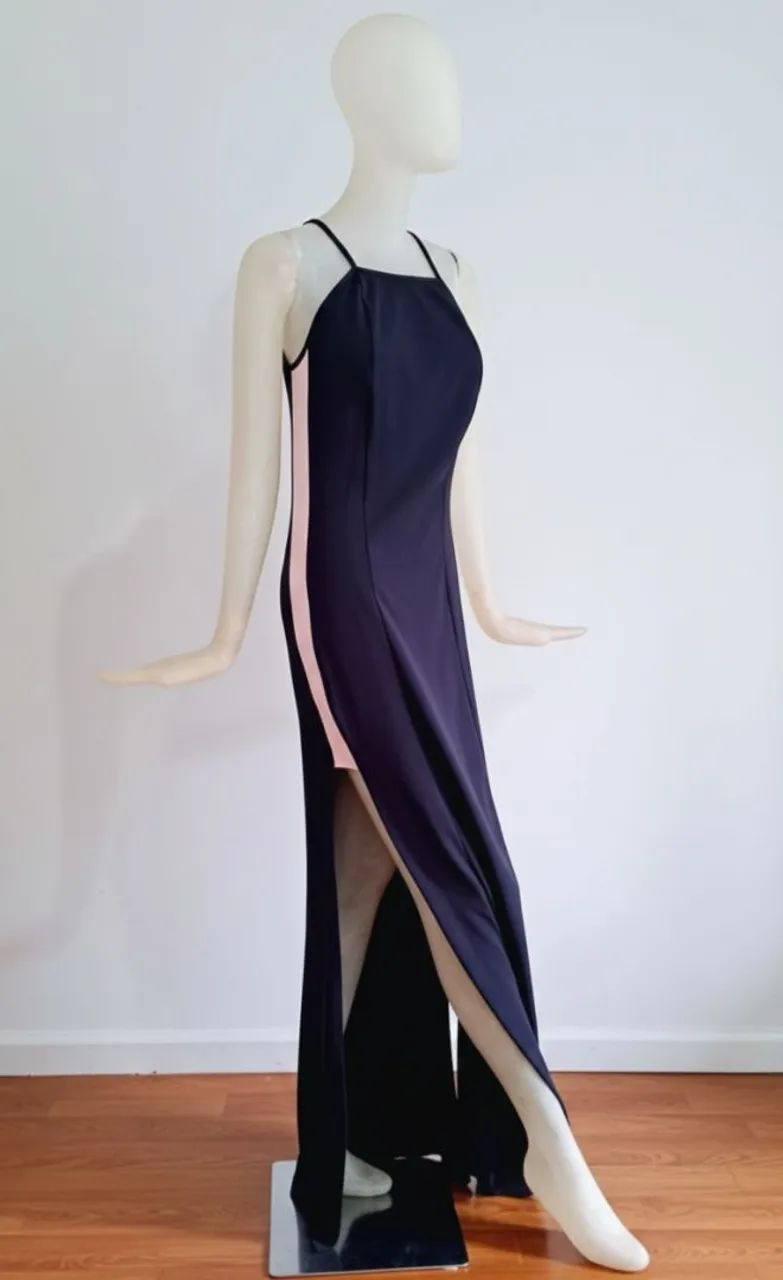 Vestido longo preto e rosa lindalara tam g 
