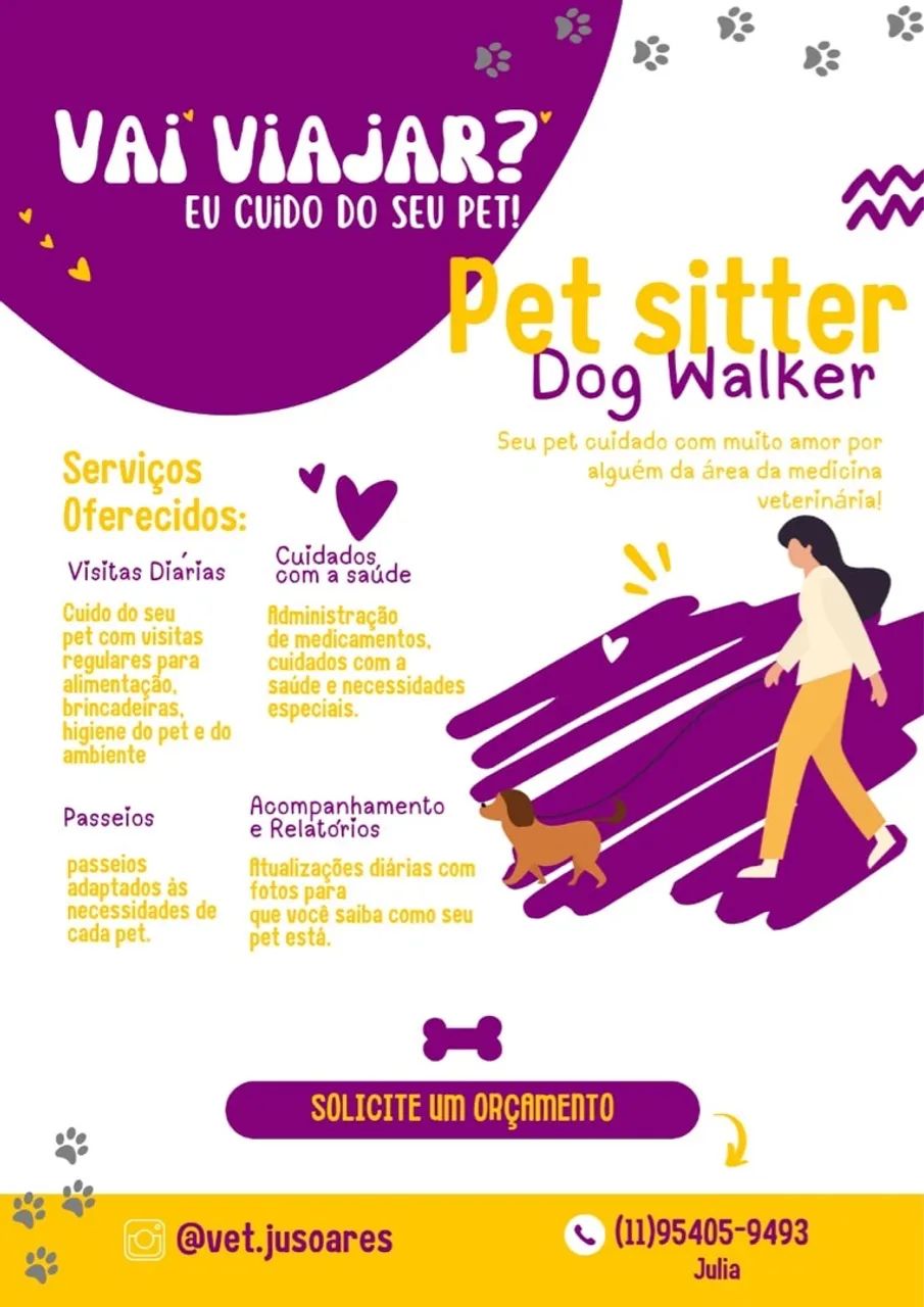 Pet sitter e dog walker na zona leste de São Paulo (estudante de veterinária)