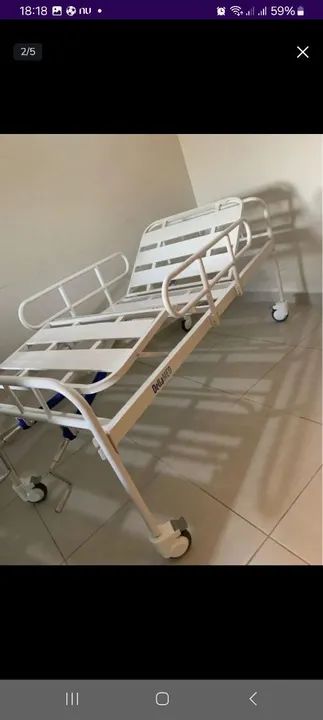 Cama hospitalar manual com colchão  - Foto 4