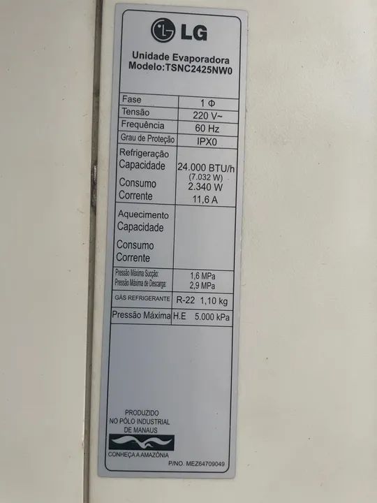 Ar Condicionado LG Split 24000 BTUs - Foto 5