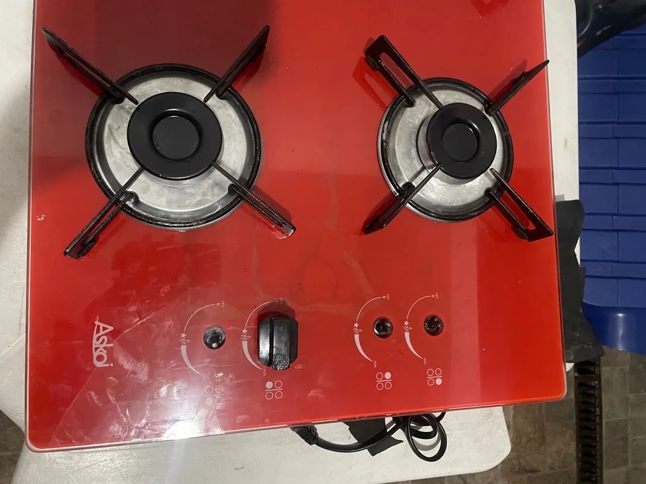 Cooktop Askoi 4 Bocas Vermelho - Usado, Sem Botões - Foto 3