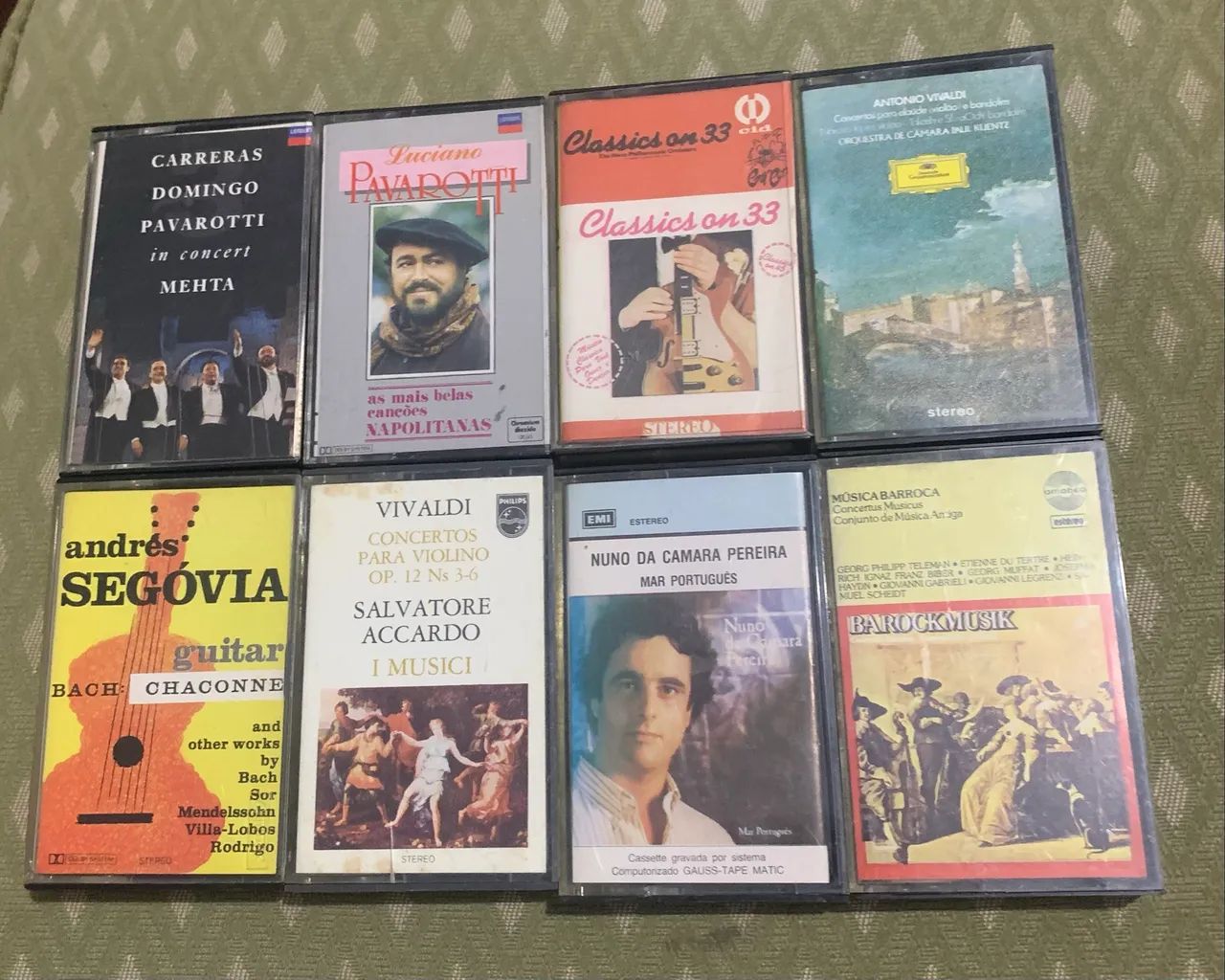 Lote 8 fitas cassetes pavarotti carreta Domingos segovia vivaldi