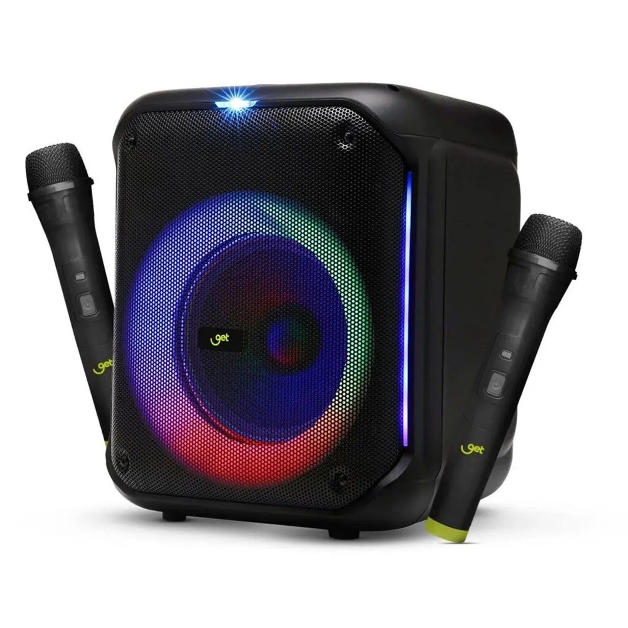 Caixa de Som Amplificada Get Cube 250w Rms TWS, Bluetooth Rádio FM com 2 Microfone - Foto 2