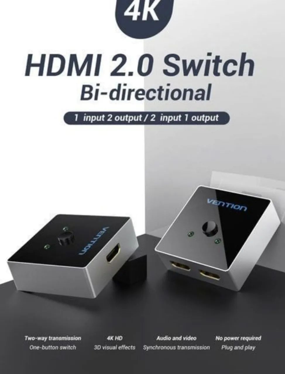 VENTION - HDMI Splitter para HDTV - Hdmi Switch - HDMI Switcher - 4K 60Hz PS4/5
