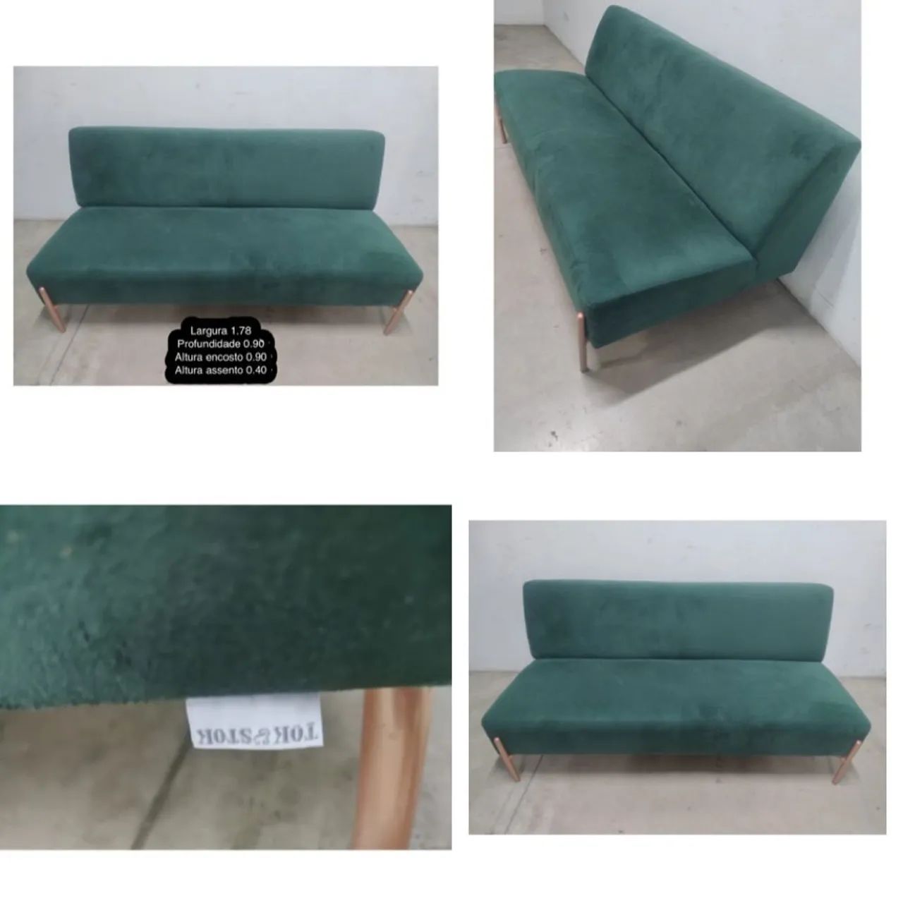 Sofá Tecido Tok Stok Verde Modelo Esgrima (Novo) - Foto 2
