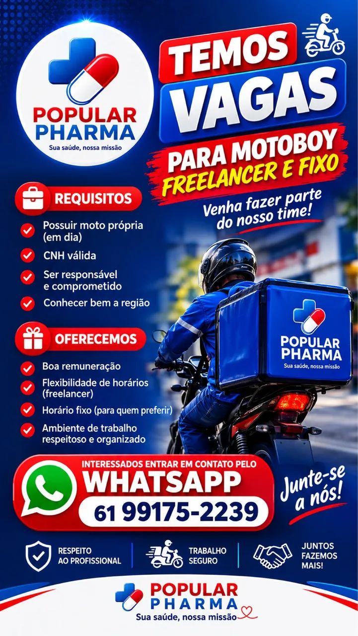 Vaga para Motoboy (Freelancer ou fixo)