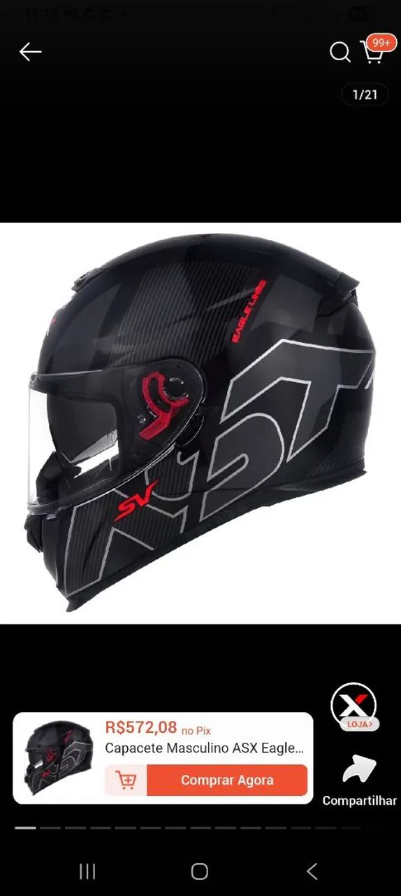 Capacete Asx com óculos solar 