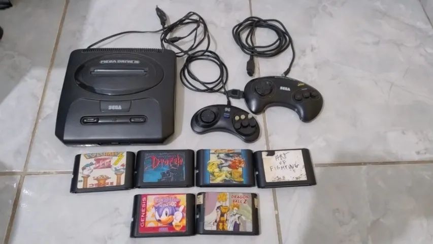 Mega Drive 3 + 6 Jogos + 2 Controles - Funcionando!