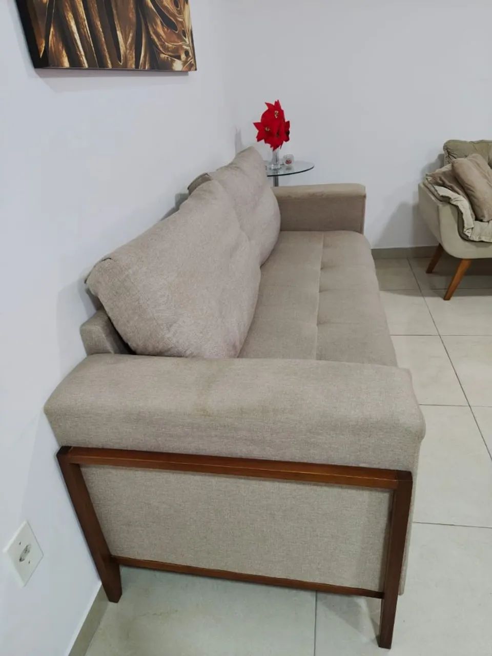 Sofá 3 lugares em linho  - Foto 2
