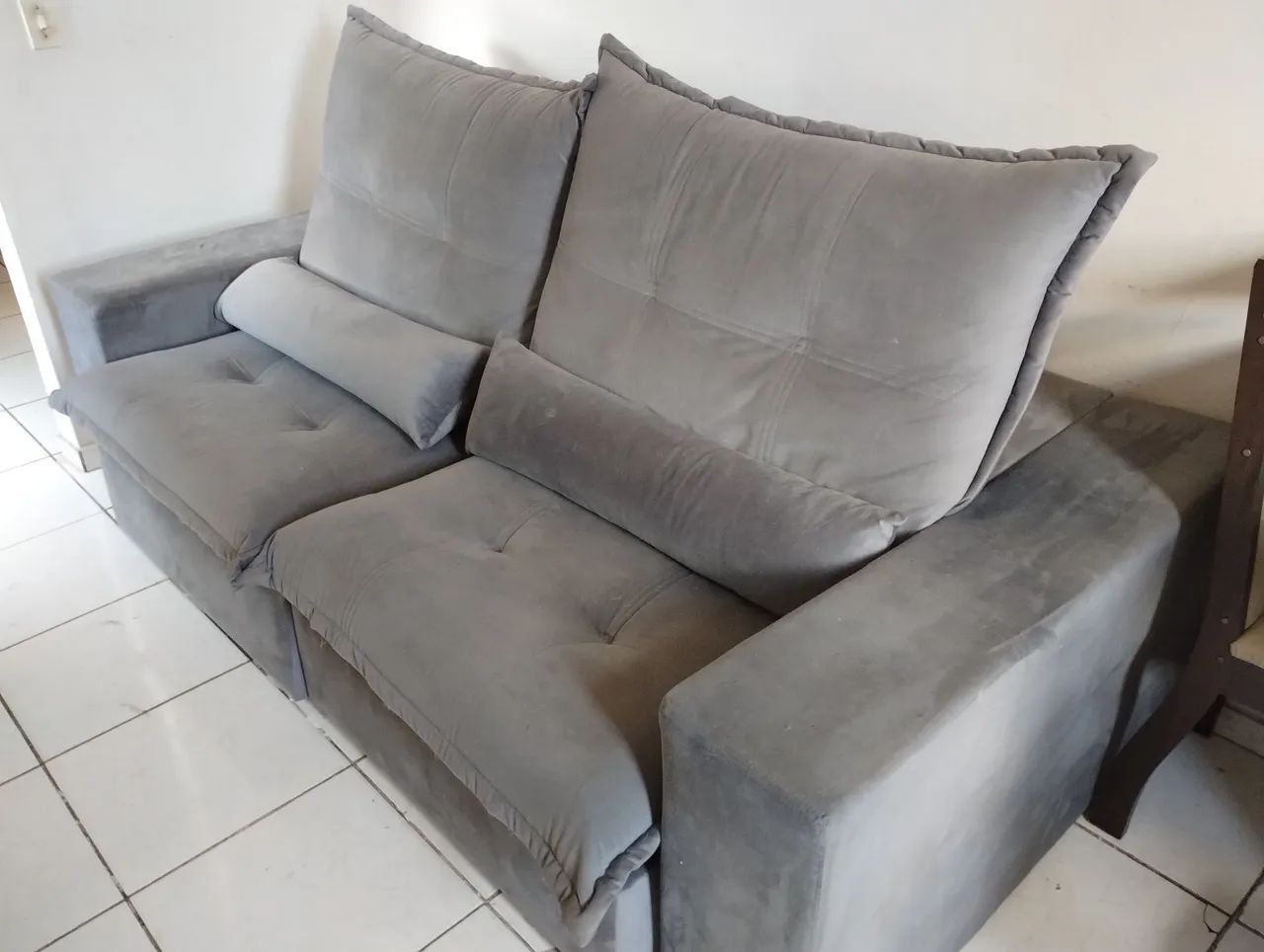 Sofá-cama retrátil, tecido Suede, 6 inclinações