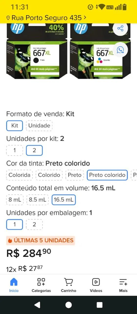 Vendo cartuchos HP Novos