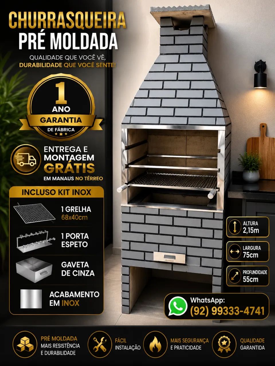 Churrasqueira pré moldada- Entrega e montagem grátis  - Foto 2